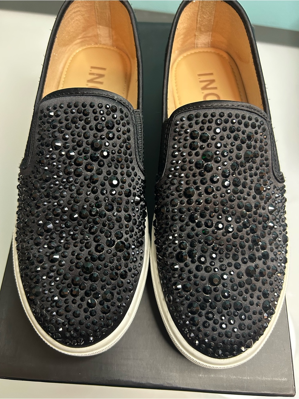 INC International Concepts Black Rhinestones Slip-On Sneakers - Picture 6 of 7